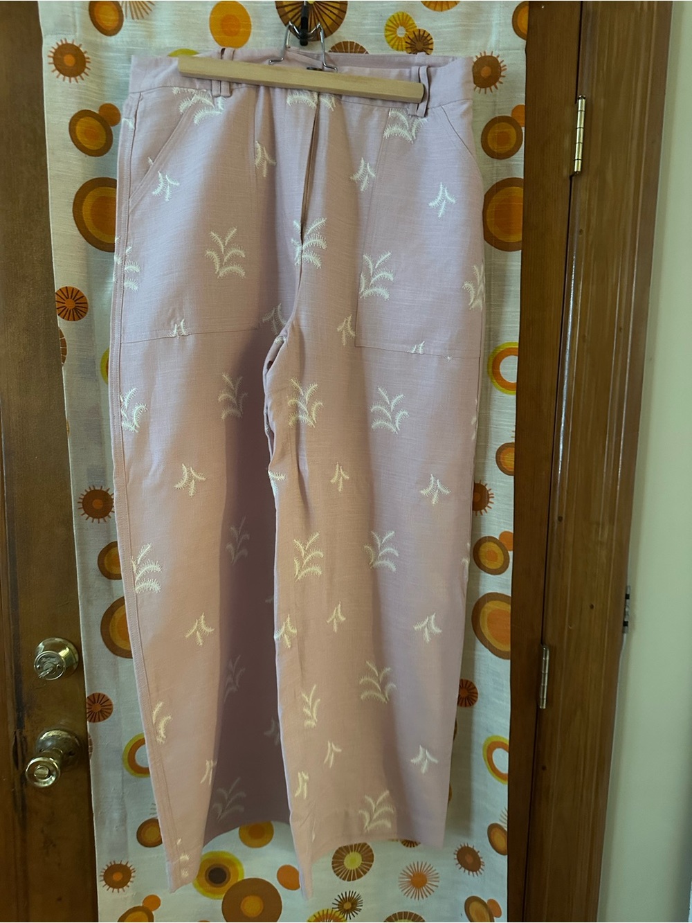 Zara Light Pink Embroidered Pants